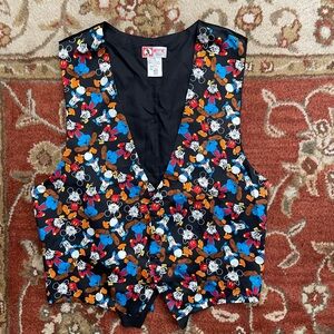 Vintage Disney Silk Vest Mickey, Donald, & Goofy